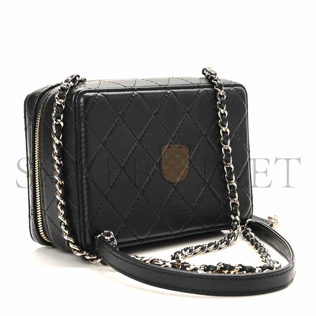 Ch*el lambskin quilted coco click bag black as4817 (16*11.5*6cm)